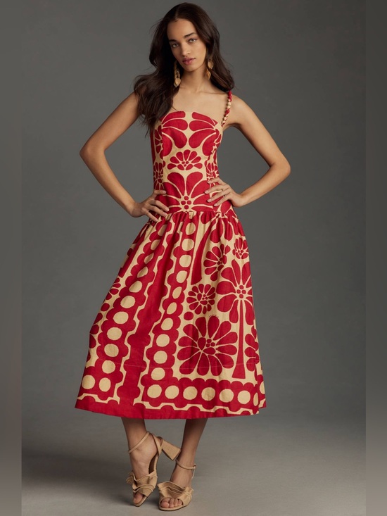 FARM Rio Dresses & Skirts - NWT Farm Rio Palermo Sleeveless Midi Dress red floral linen medium